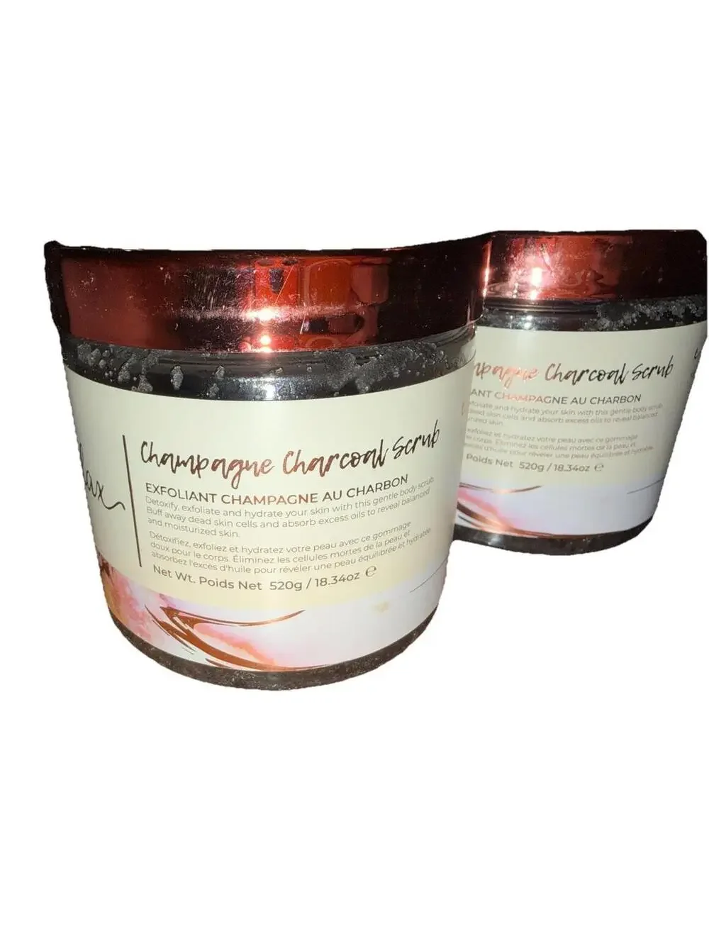 Lot Of Two (2) Manna Kadar Relax Champagne Charcoal Scrub New Sealed 18.34 oz